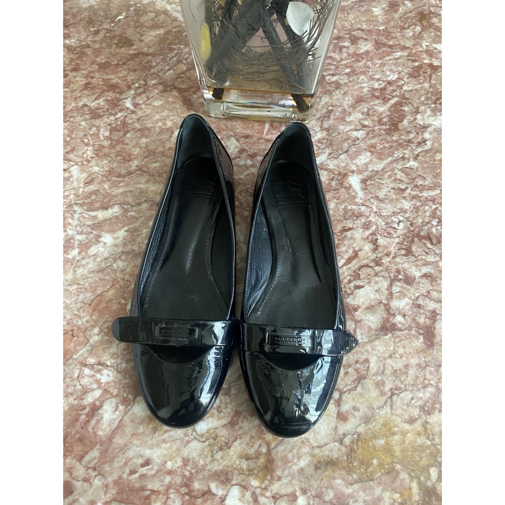 Burberry Black Patent Leather Round Toe Ballet Flat Shoes 38.5/US 8.5 EUC! $400 - Picture 5 of 13